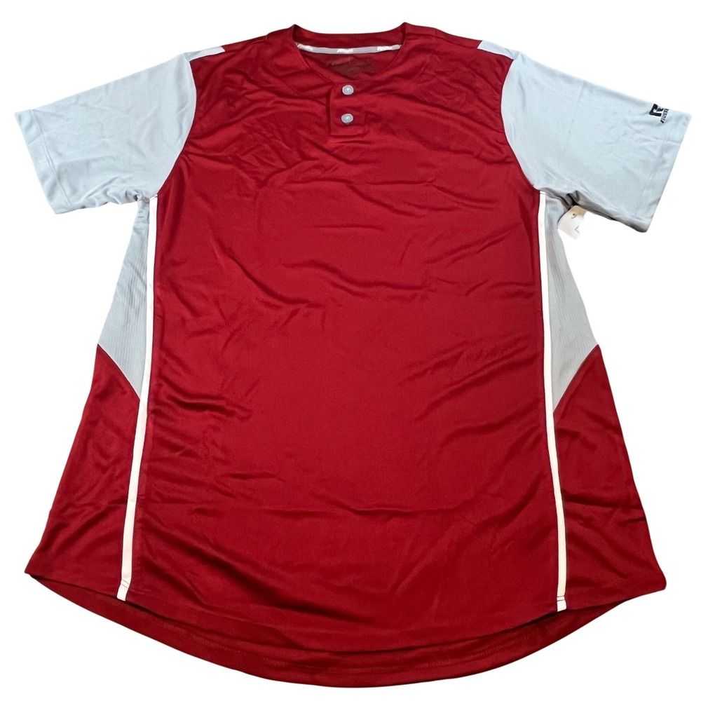 Russell Athletic Youth XL Dri-Power Baseball Jersey Red Grey 3R6X2BK NEW